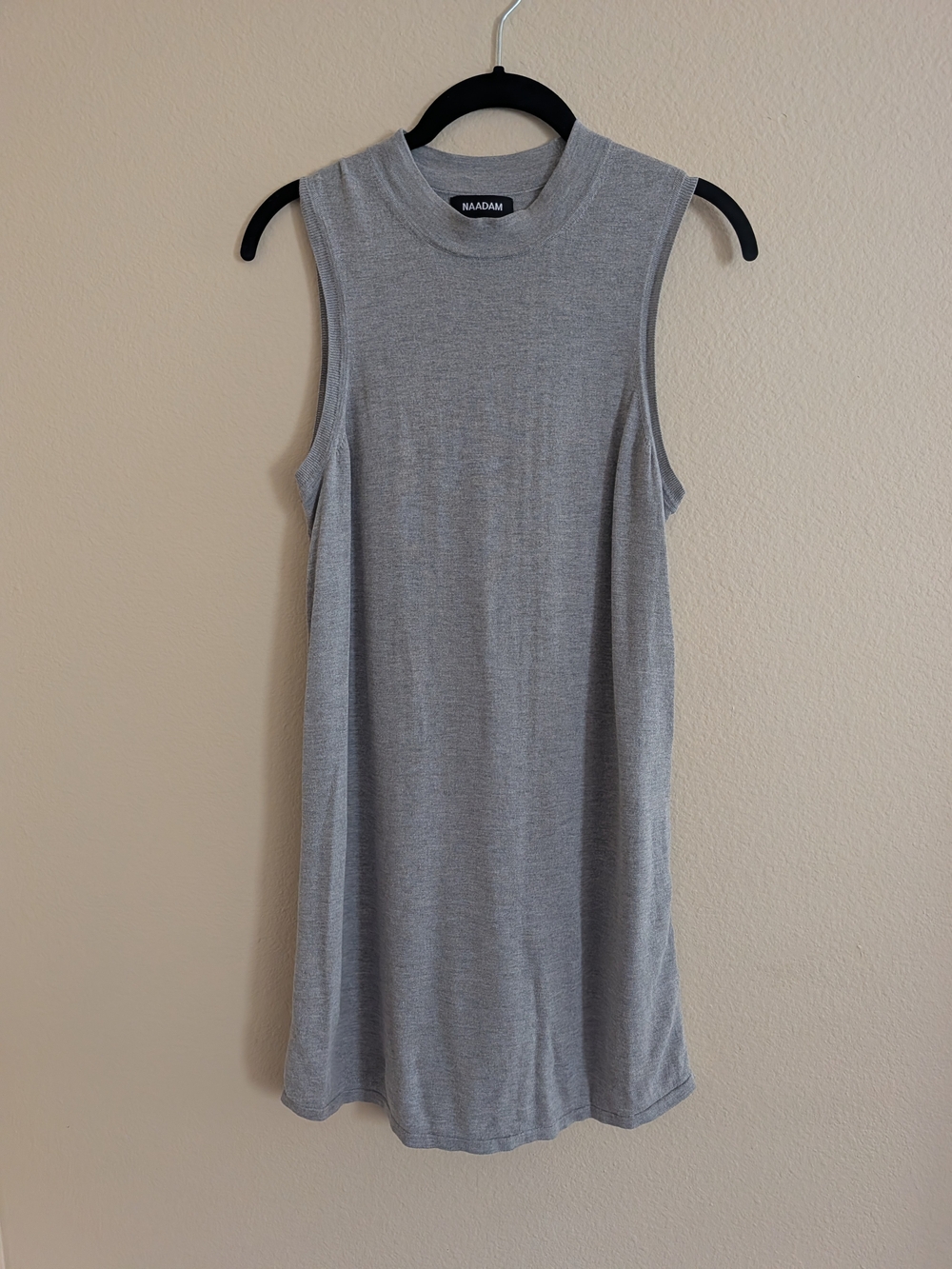 NAADAM Gray Sleeveless Mock Neck Women’s Top Small Cashmere Silk